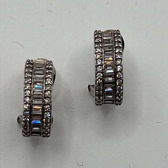 Jewelry - CHANNEL SET BAGUETTE AND SMALL ROUND CZ SET IN STERLING SILVER EARRINGS